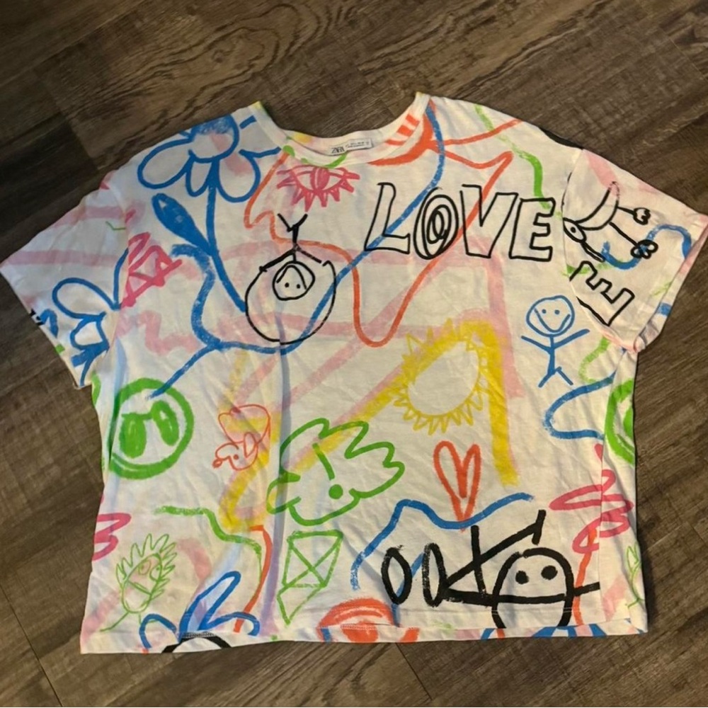 Zara Multicolor Graffiti Top